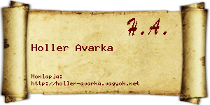 Holler Avarka névjegykártya